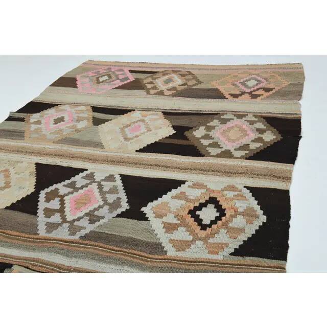 1970s Vintage Turkish Oushak Handmade  Tan Runner Rug  140x322
