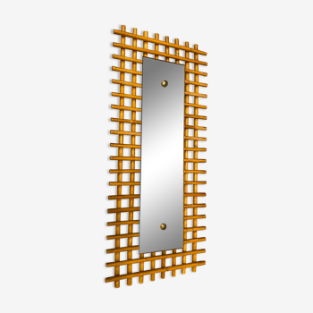 Rectangular rattan mirror 67x23cm
