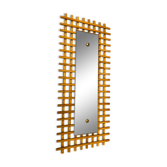 Rectangular rattan mirror 67x23cm