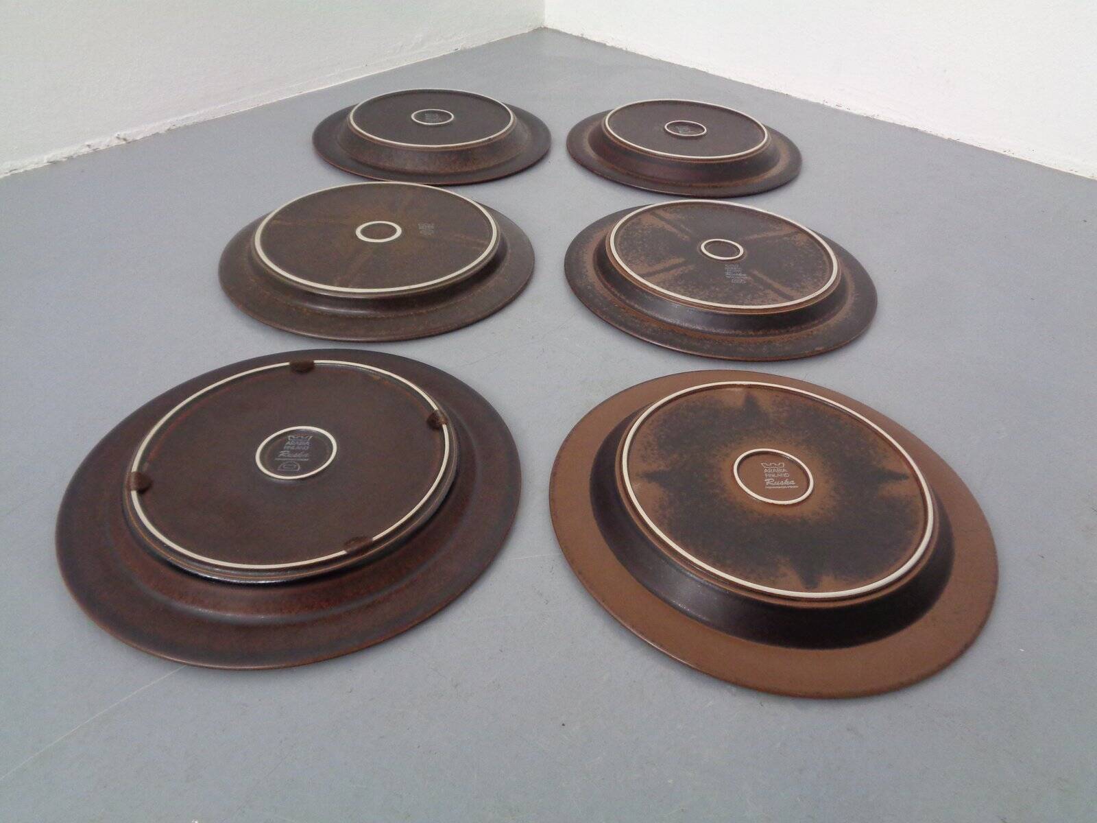 Large Russian Plates by Ulla Procope for Arabia, Set of 6, Finland, 1960s, Set of 6