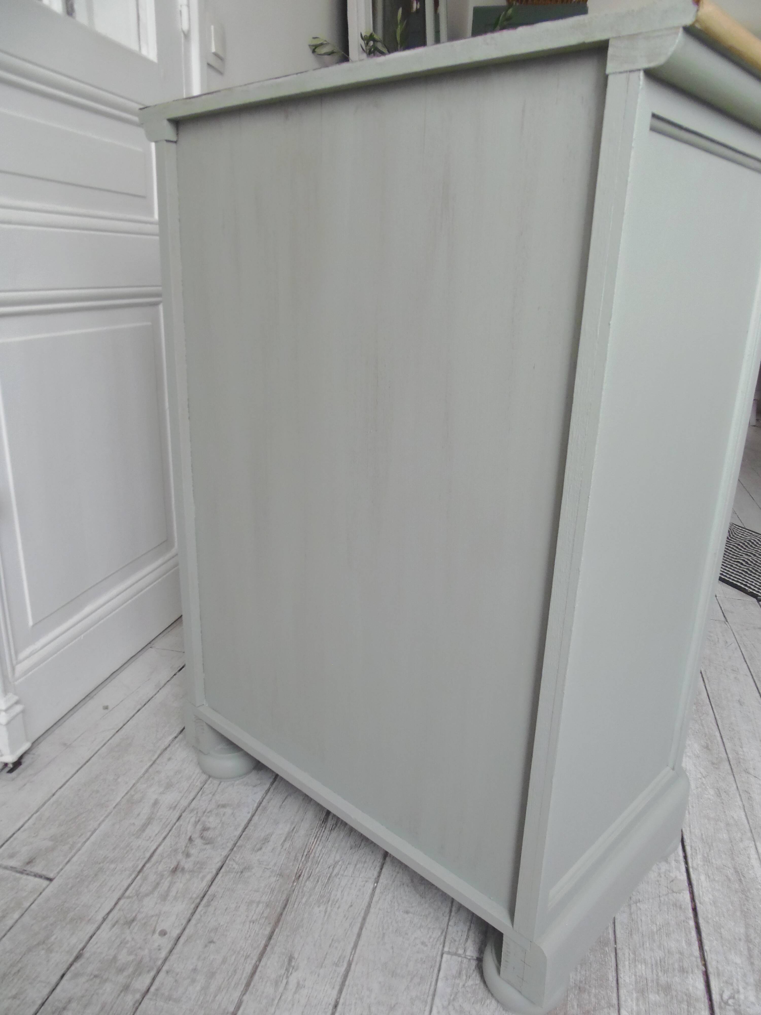 Louis Philippe style chest of drawers, 4 drawers in verdigris