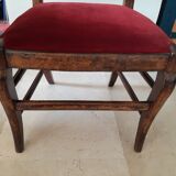 Chaise enfant bois massif et velours rouge