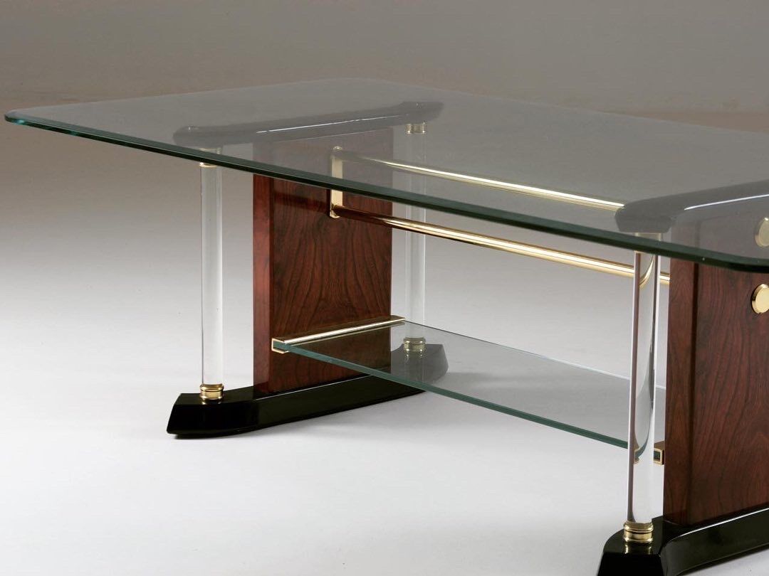 Brass and glass coffee table, 1970s