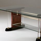 Table basse laiton et verre, 1970s
