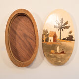 Oval wooden marquetry box
