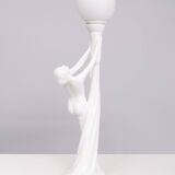 Lampe art déco femme nue en céramique blanche globe italie années 70