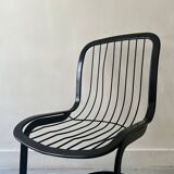 Cidue chair in black metal and short velvet, designed by Willy Rizzo in 1970.