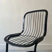 Cidue chair in black metal and short velvet, designed by Willy Rizzo in 1970.
