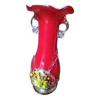 Bright red Murano vase