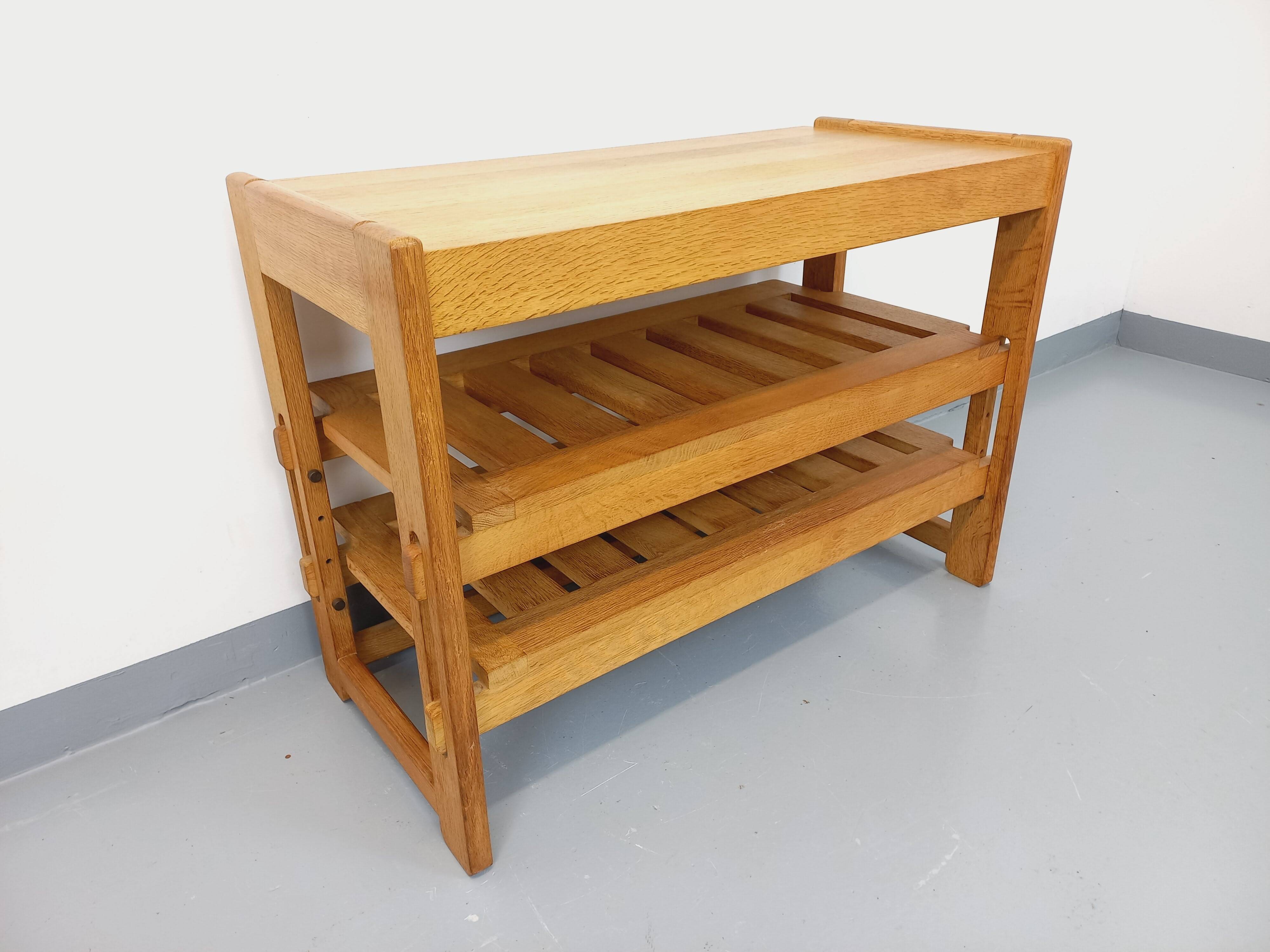 Guillerme et Chambron vintage open storage unit in solid oak