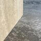 Light beige travertine Italian minimalist coffee table, solid natural stone 1980s
