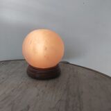Vintage wood and alabaster ball lamp