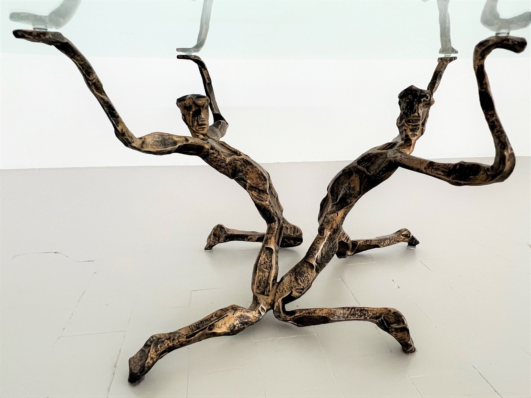 Salvino marsura vintage bronze handcrafted trinidad brutalist coffee table, 1960
