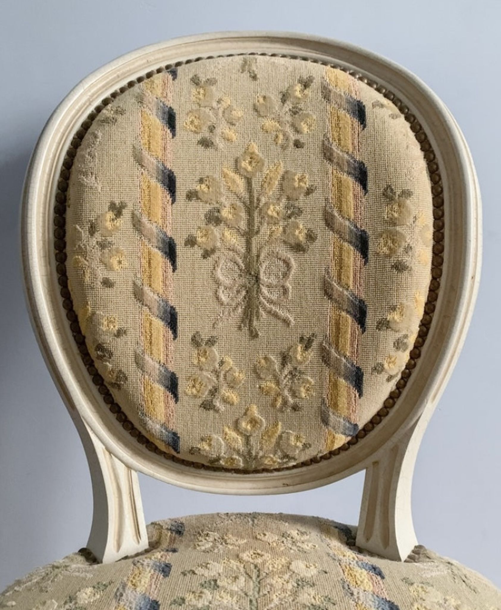 Chair and armchair medallion, Louis XVI style, circa 1950