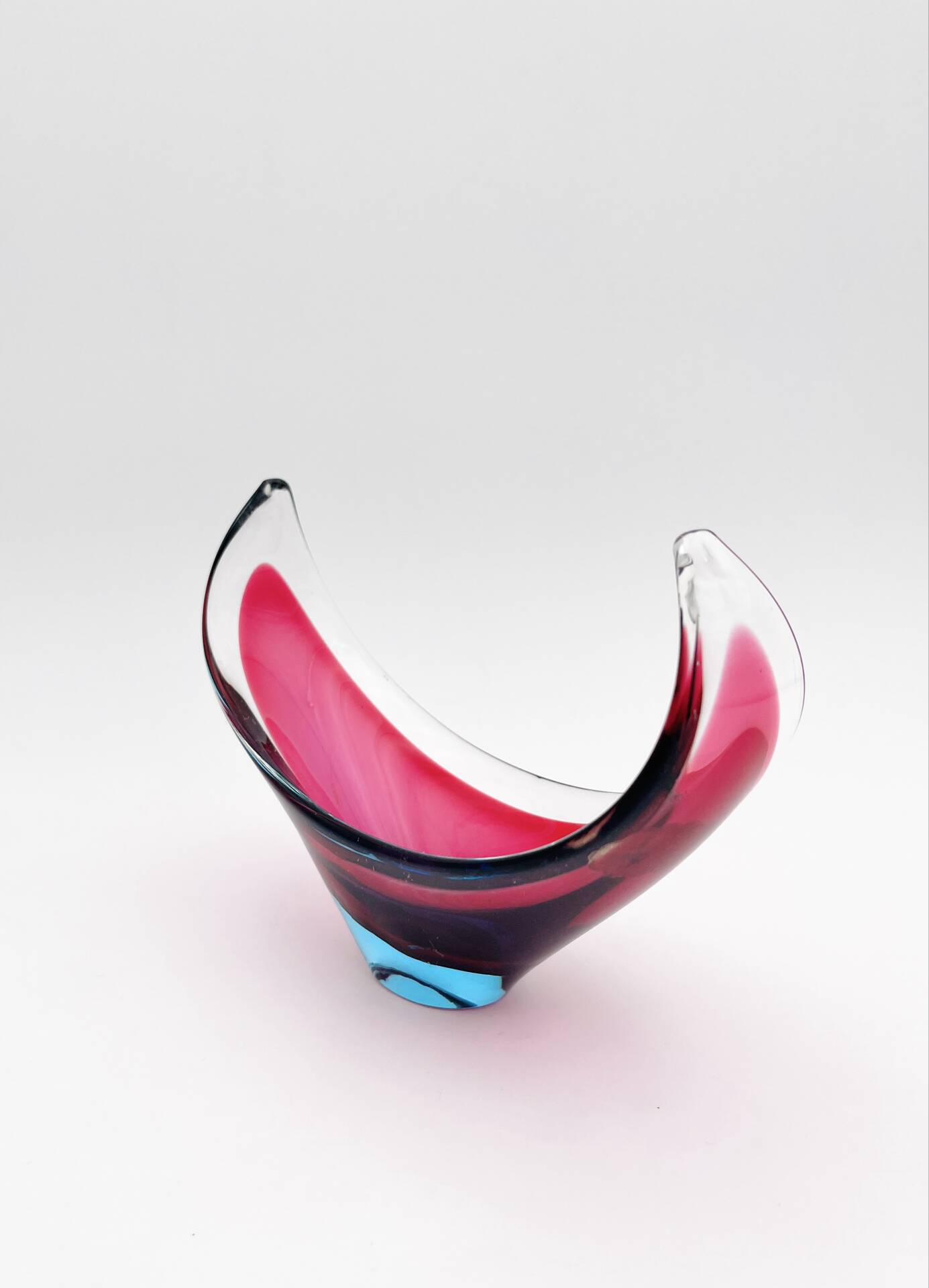 Murano Crystal Sommerso Fuchsia Turquoise Gondola Cup 19cm
