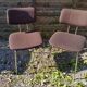 Pair old metal chair chromé - vintage 70s brown fabric