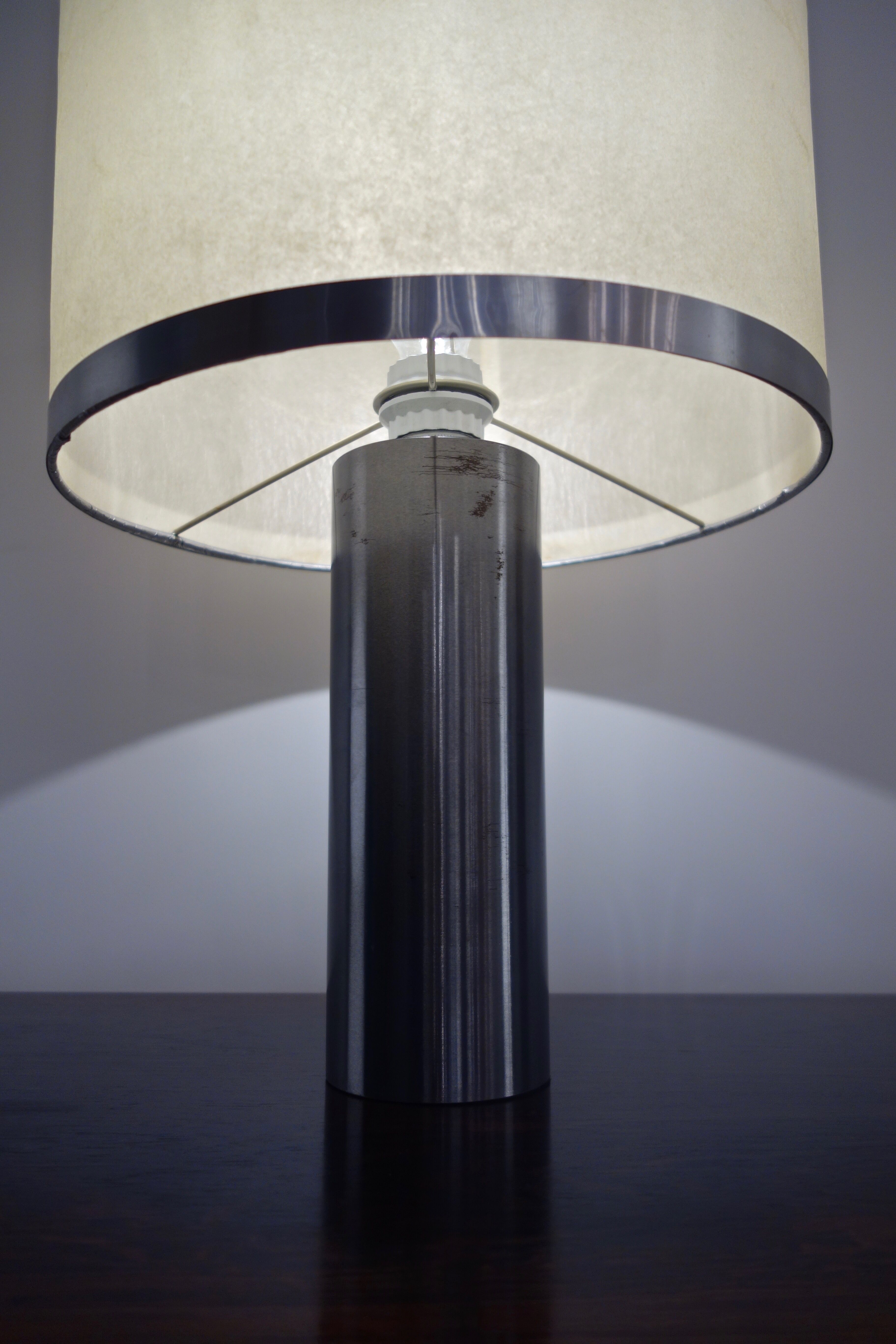 Vintage lamp in brushed aluminum from the 70s