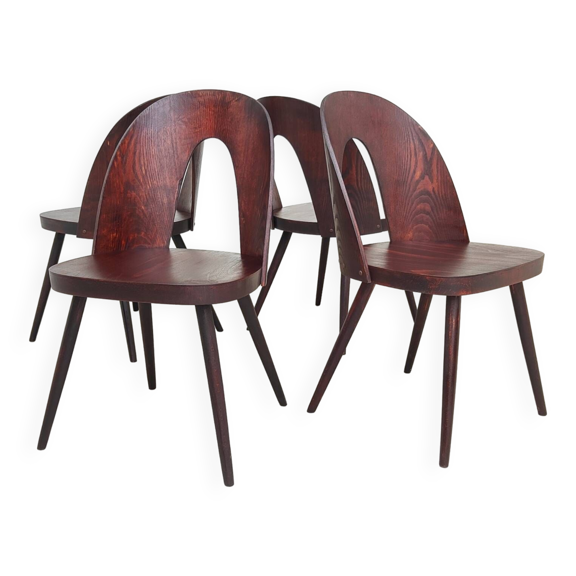 Set of 4 all-wood chairs by Antonin Suman for Tatra Nabytok