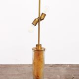 Brutalist Table Lamp Marble & Glass, Vintage 1980