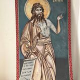 Greek god, oil on cardboard, icon