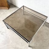 Modernist chrome and smoked glass coffee table, circa 1970