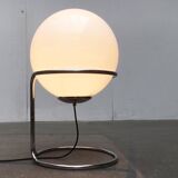 Vintage globe floor lamp in glass and chrome from the space age.