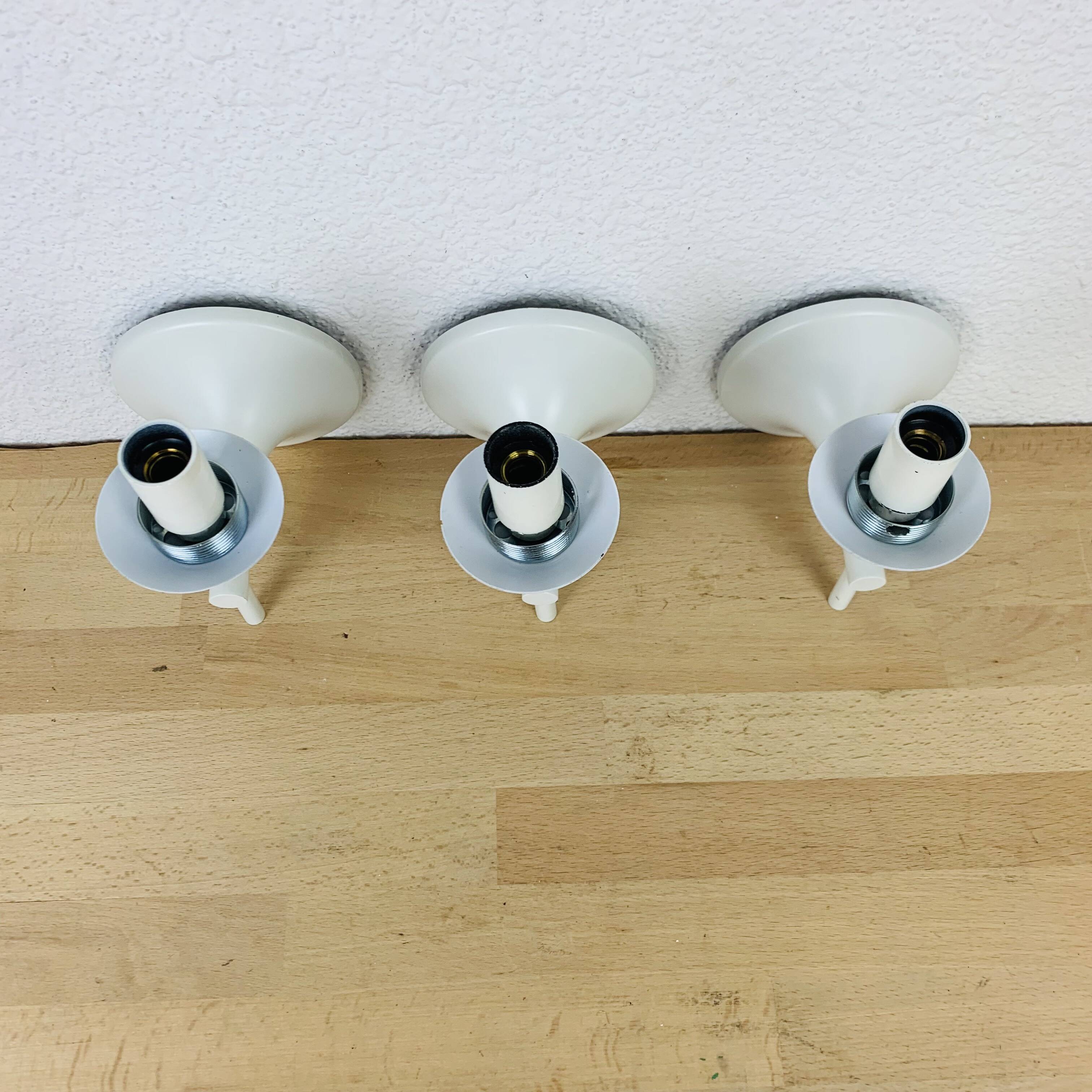 3 Max Bill wall lights for Temde in opaline, 1970s