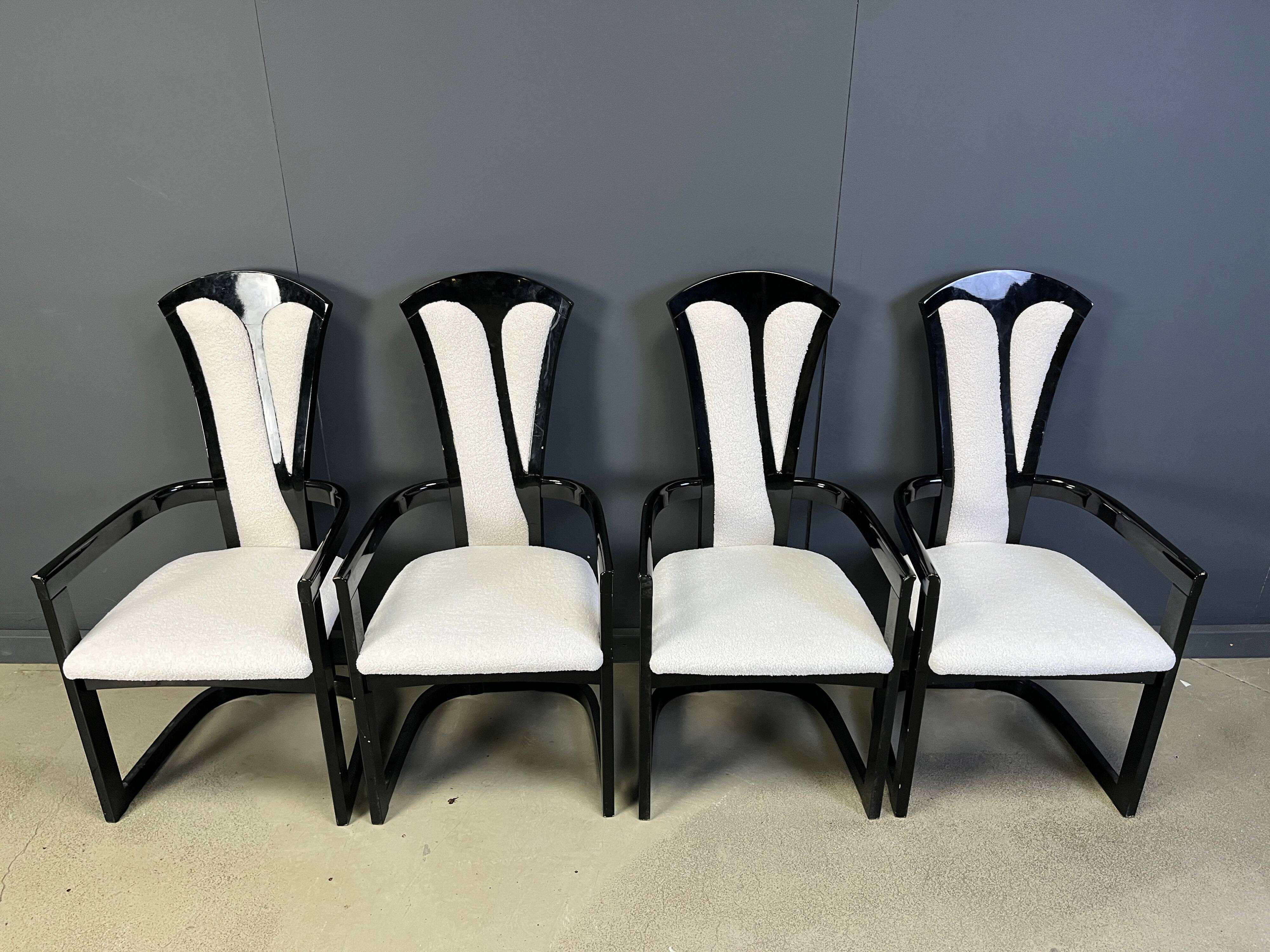 Italian lacquered wood dining chairs, 1980s