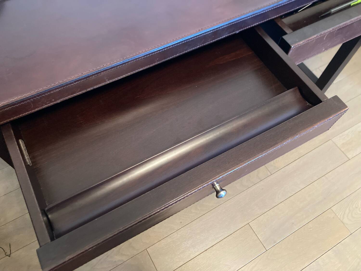 Bureau italien bois et cuir