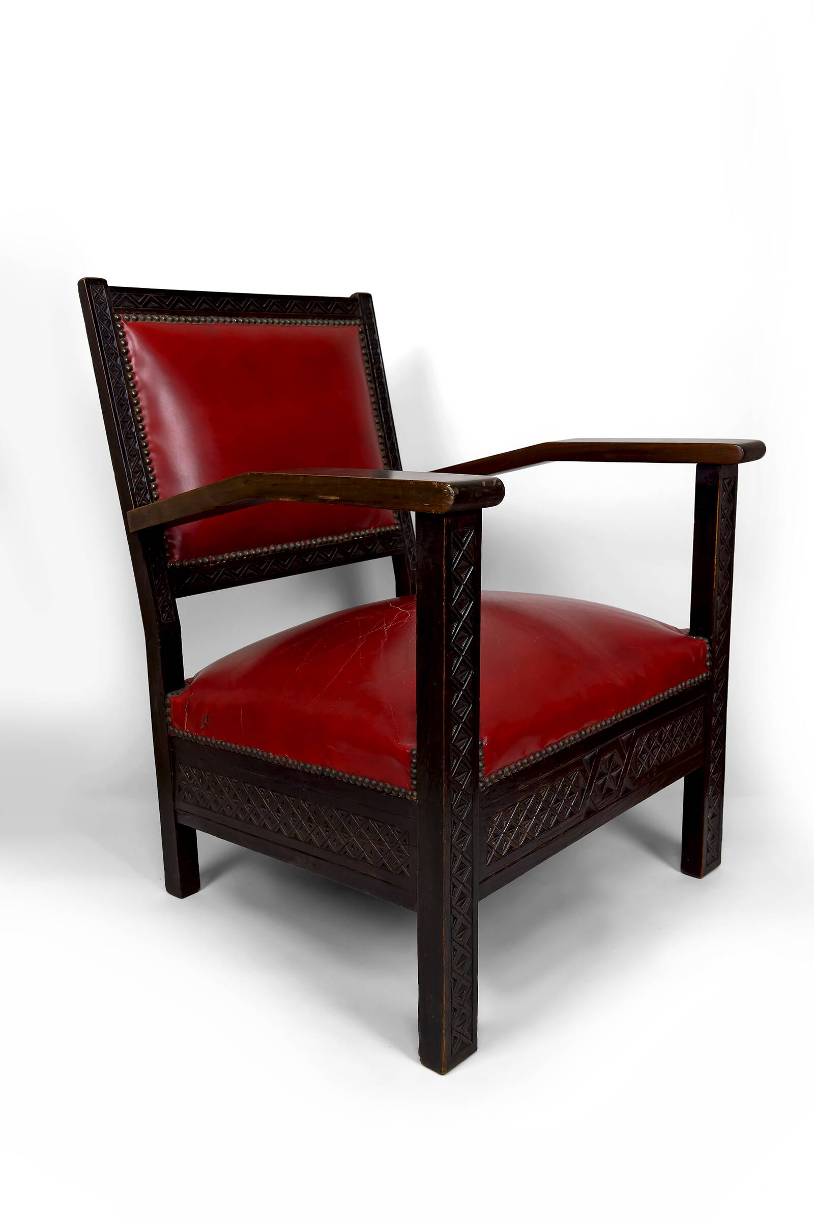 Paire de Fauteuils Art Deco Colonial en Bois Sculpté, Algérie, 1930