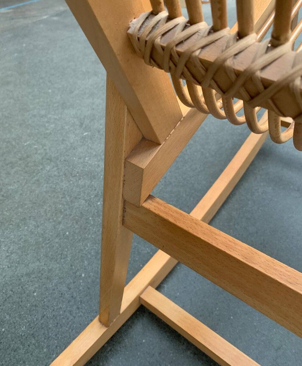 Mid-century German rattan rocking chair from Deutschen Werkstätten Hellerau, 1960s.