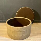 Coffre en cuir couleur mastic 1970