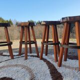 Brutalist stools vintage light wood 70'