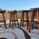 Brutalist stools vintage light wood 70'