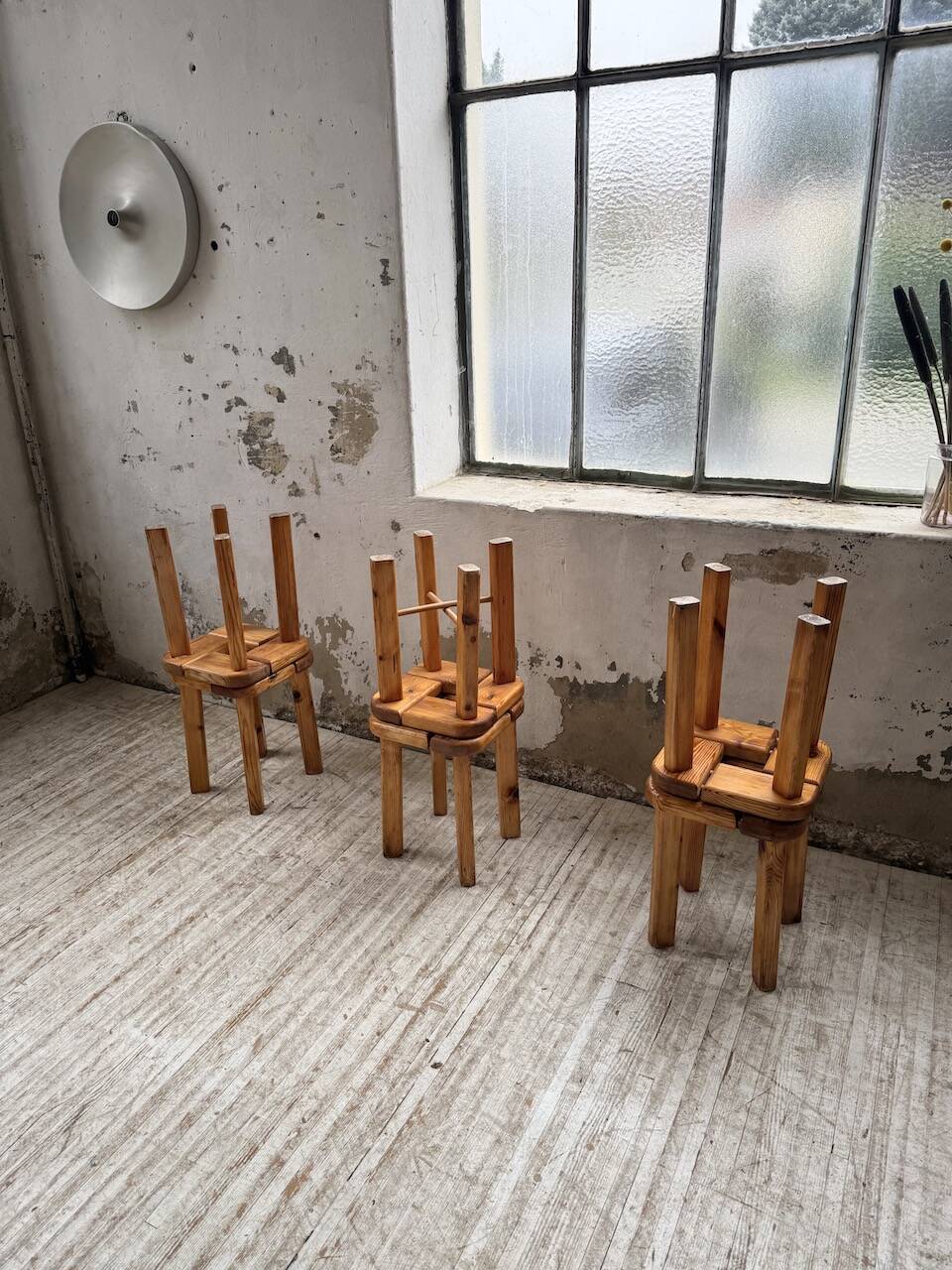 Set of 6 Olof Ottelin stools, Finland 1950.
