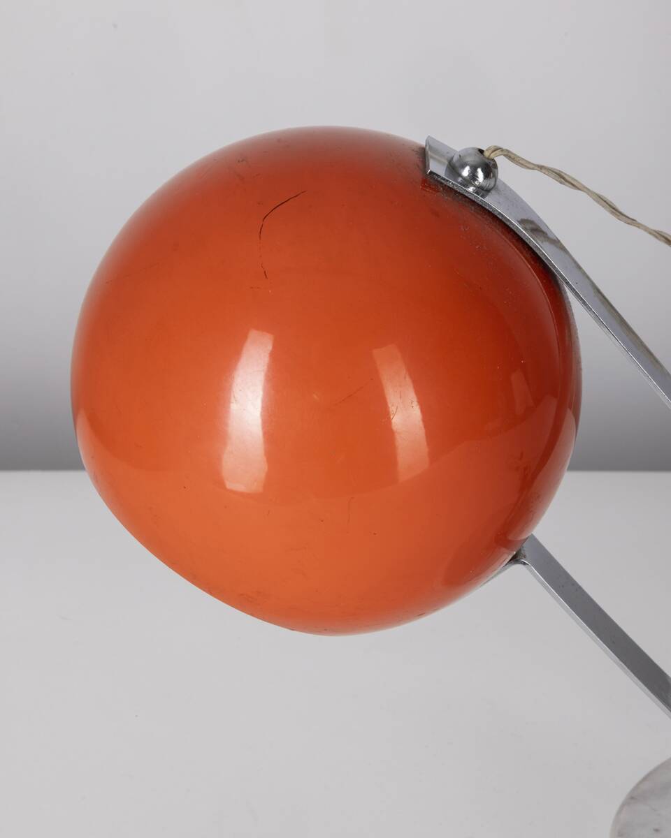 Vintage 60's table lamp in marble and orange metal italian design