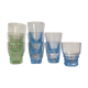 Nine colored art-deco glasses 40s