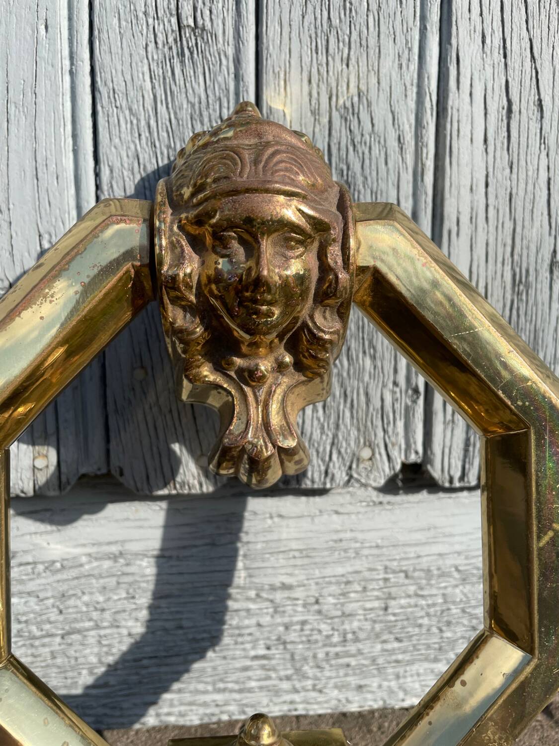 Modernist hexagonal door knocker