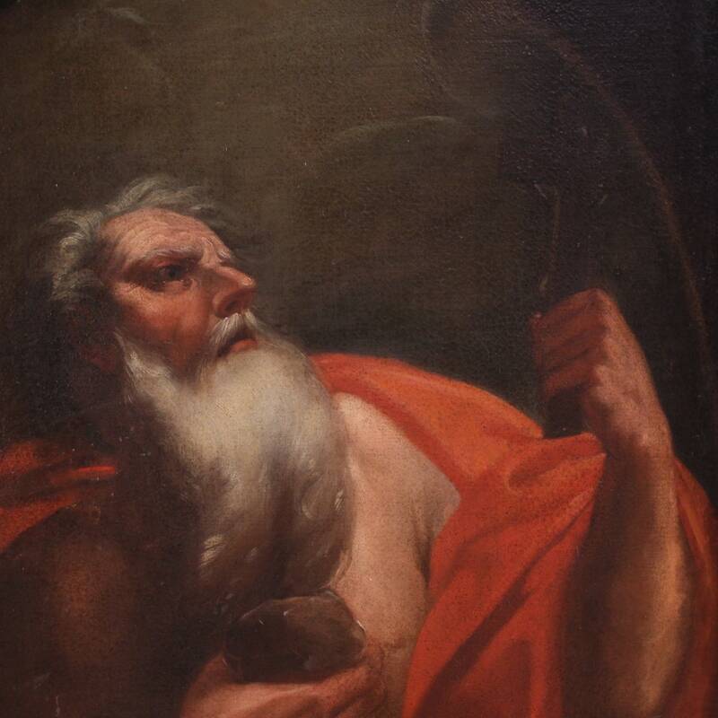 Antique Italian painting of Saint Jerome from the 17th century