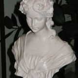 Bust of a woman art nouveau marianne style, beige patina very light