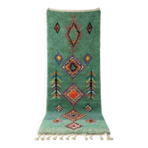 Tapis de couloir berbère vert bohème 75 x 280 cm