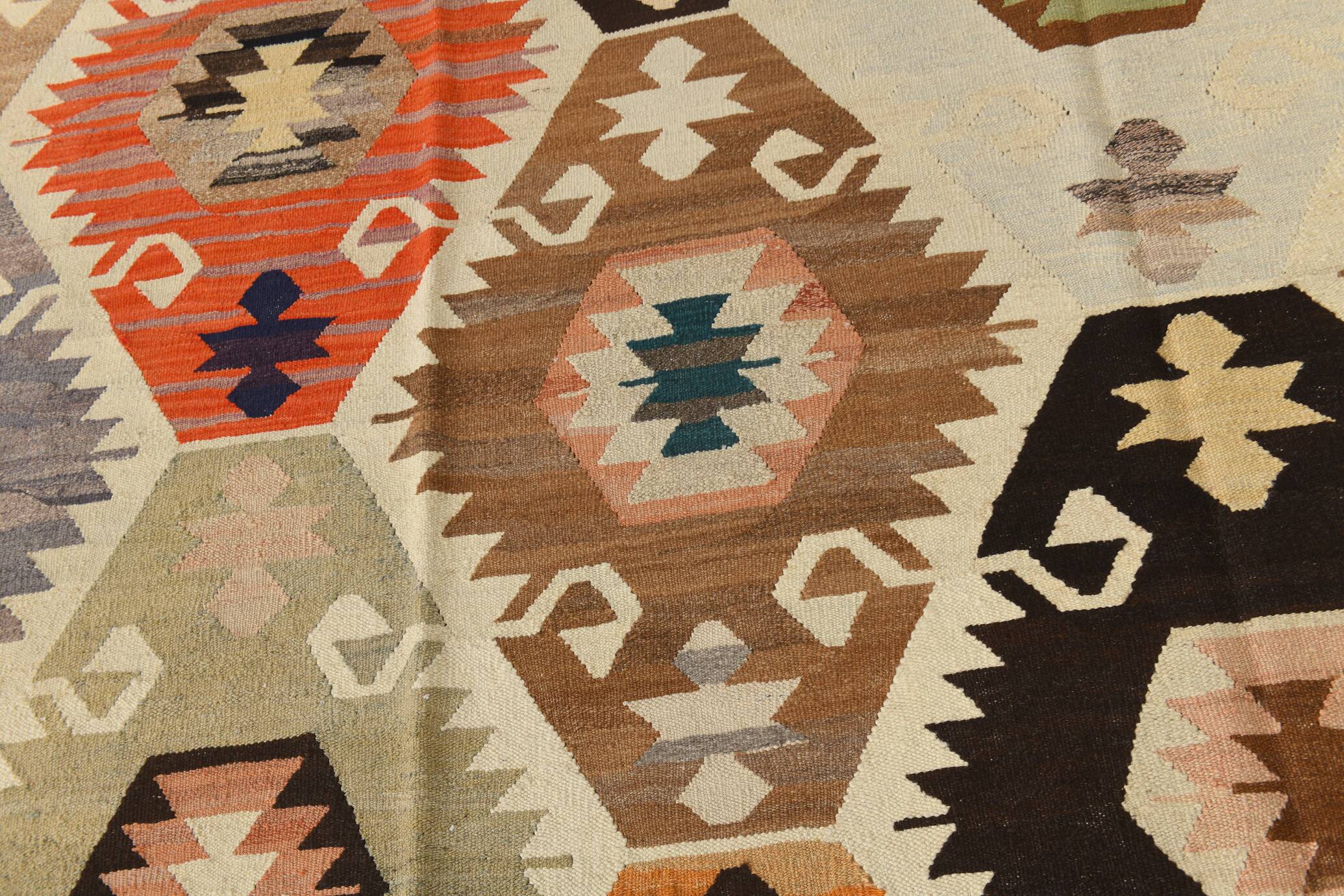 Turkish Multicolor Tribal Vintage Kilim Rug, 298x392Cm