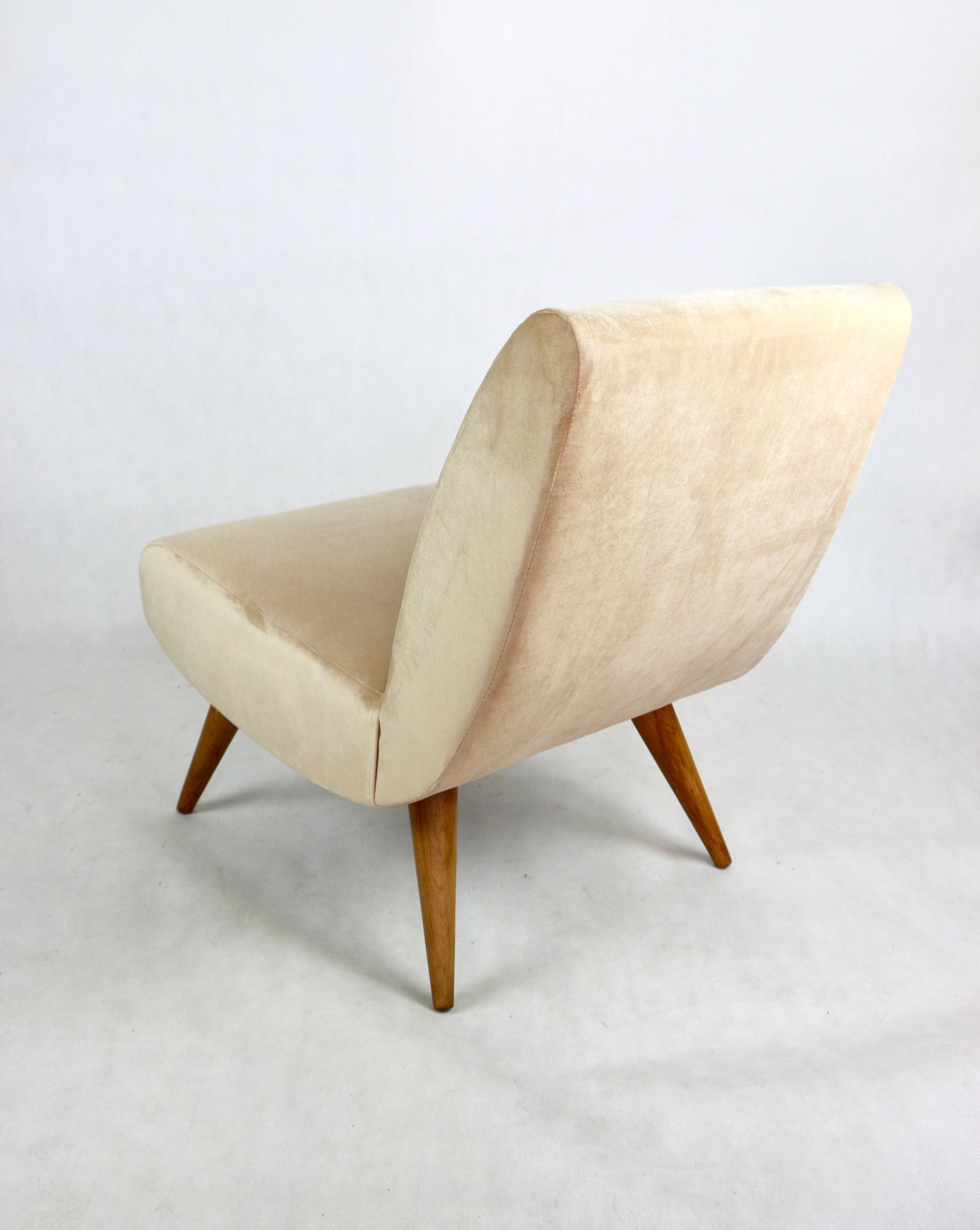 Vintage Loft armchair from the 70s beige champagne velvet
