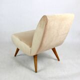 Vintage Loft armchair from the 70s beige champagne velvet