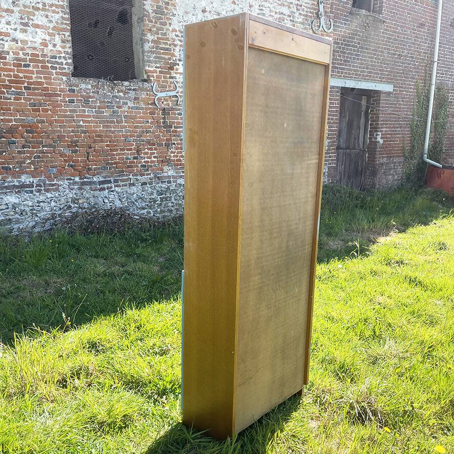 Antique Blue Wooden Column Cabinet