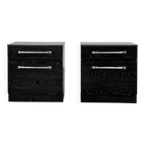 Pair of vintage black and chrome bedside tables