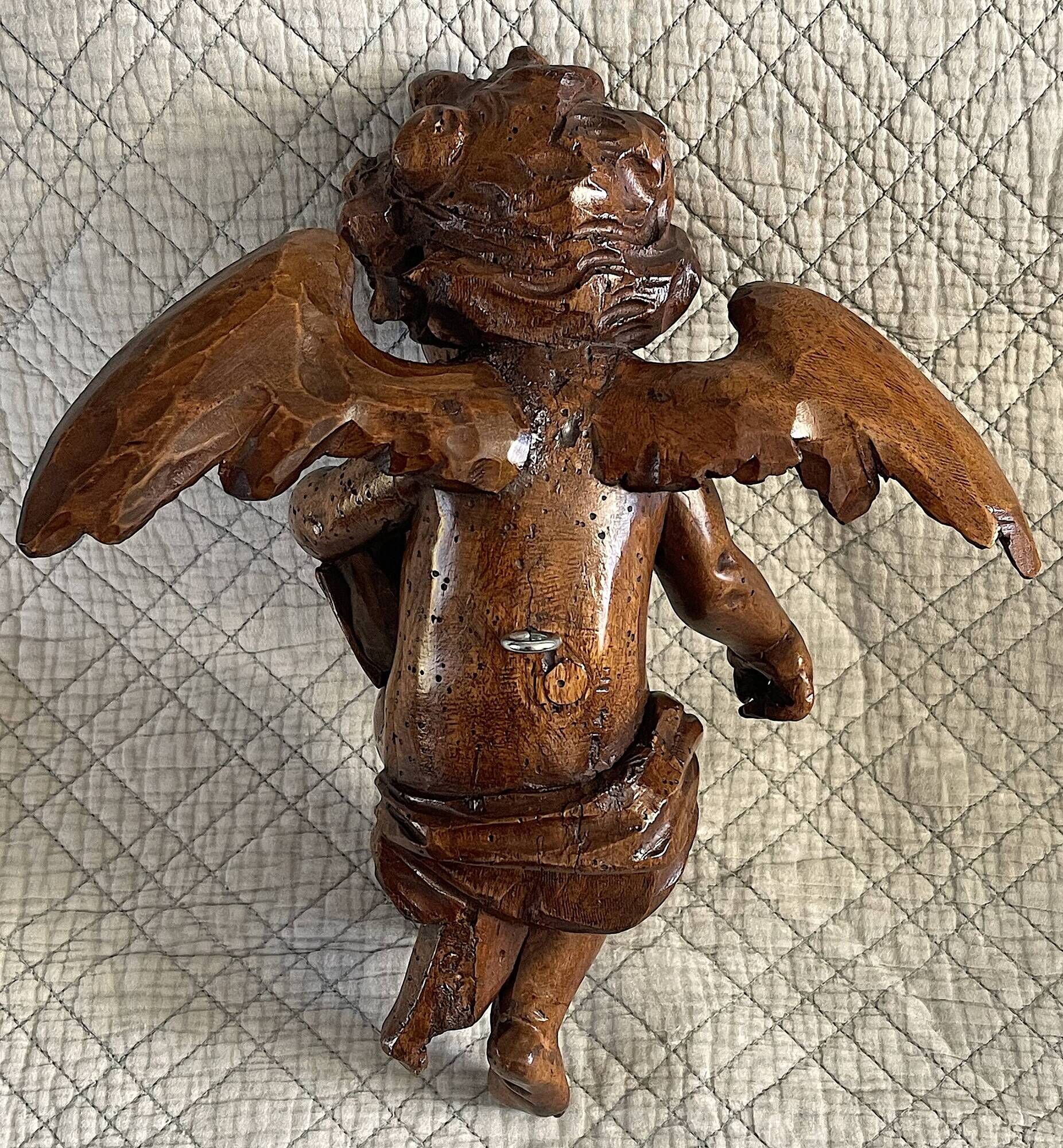 18th Century Carved Wooden Angel/Chestnut/Putto