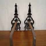 Paire de chenets cheminée en bronze anciens