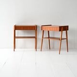 Pair of Vintage Scandinavian Teak Nightstands with hidden drawer