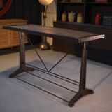 Industrial console with oak top